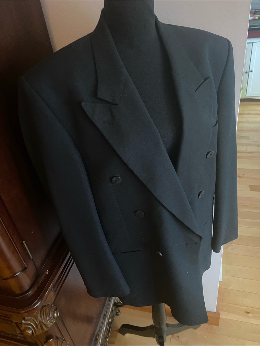 Classic Men's Double-Breasted Black Blazer